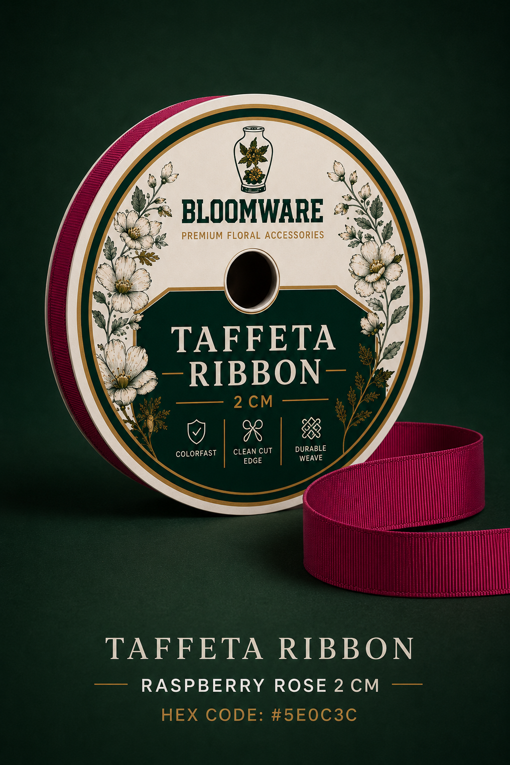 Taffeta™ Grosgrain Ribbon Raspberry Rose