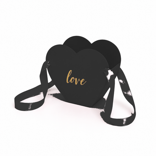 Flowerly Box™ Black Ribbon Heart Box