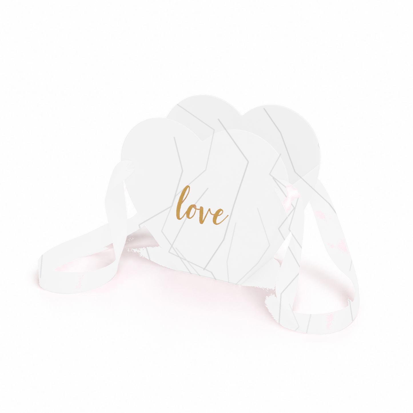Flowerly Box™ White Marble Ribbon Heart Box