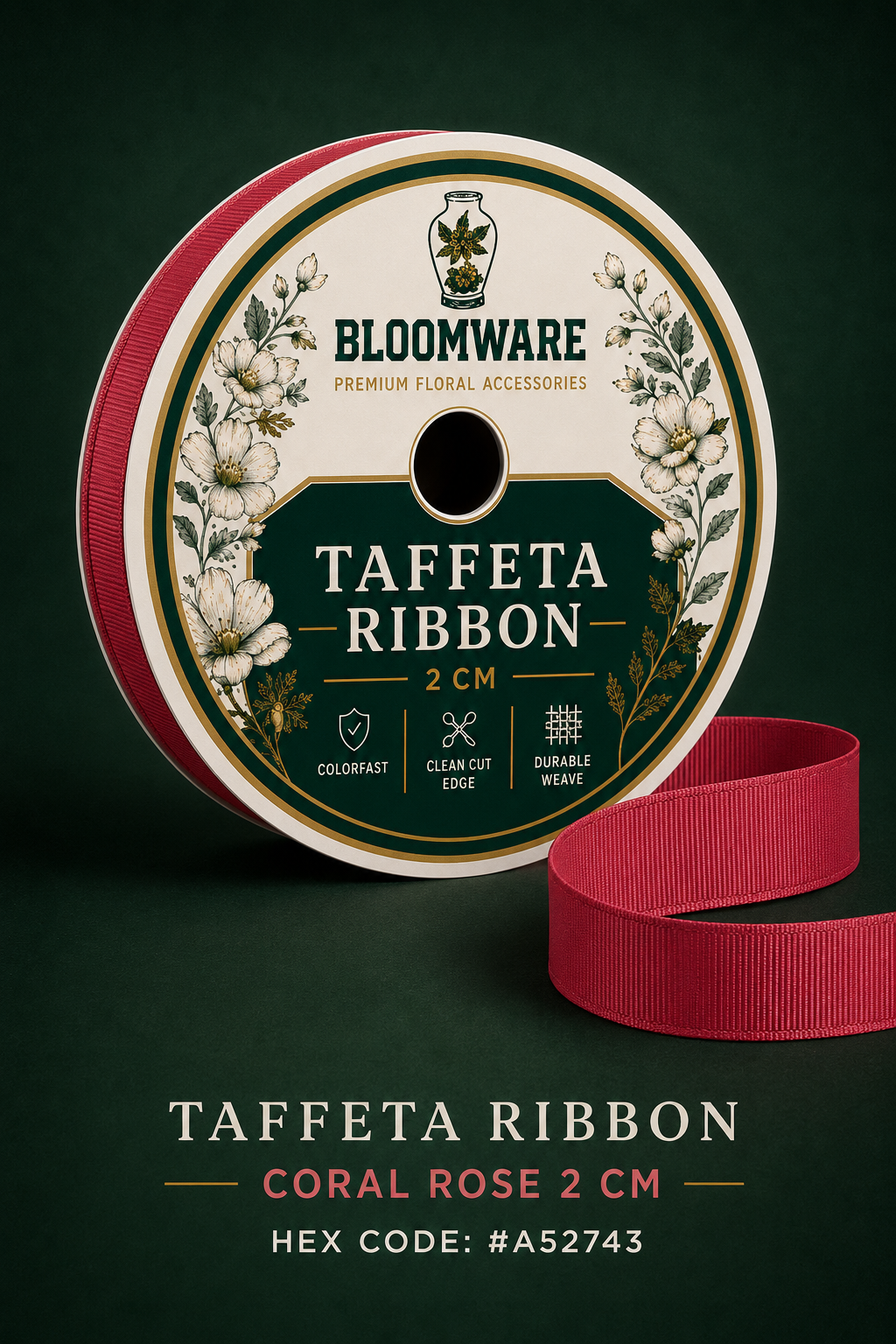 Taffeta™ Grosgrain Ribbon Coral Rose