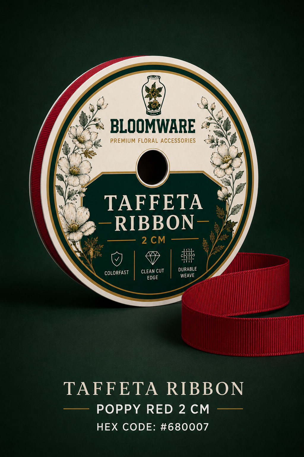 Taffeta™ Grosgrain Ribbon Poppy Red