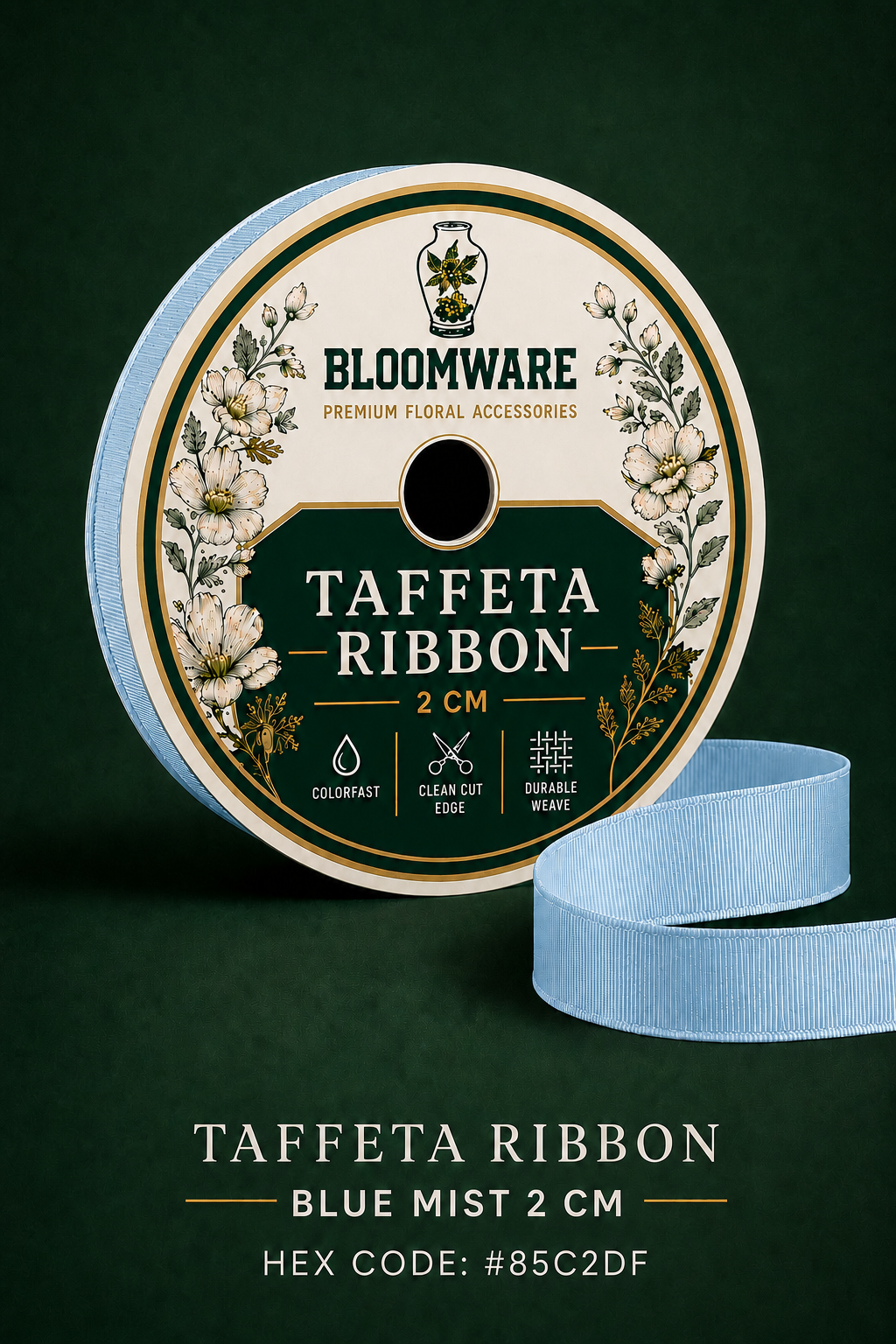 Taffeta™ Grosgrain Ribbon Blue Mist