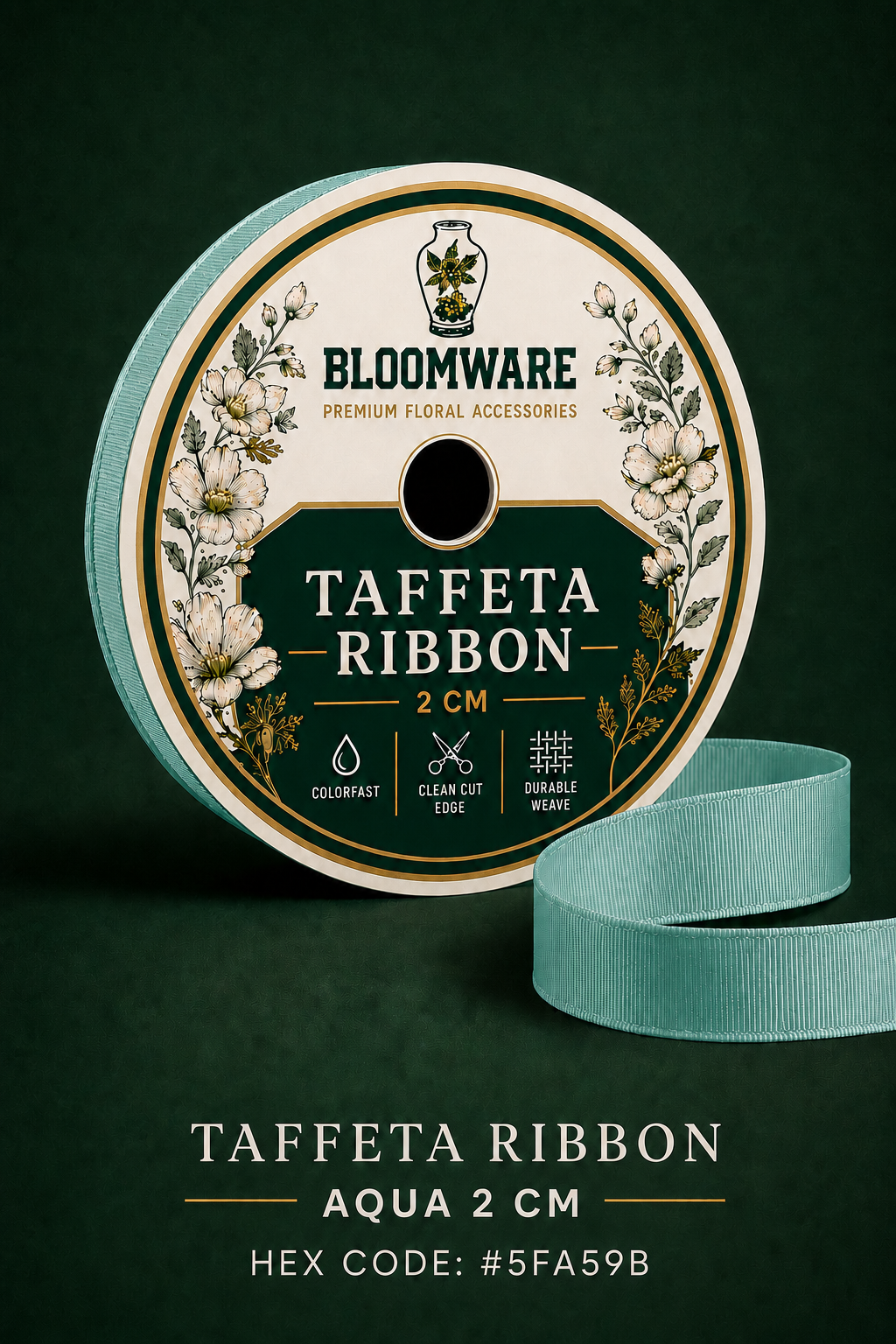 Taffeta™ Grosgrain Ribbon Aqua