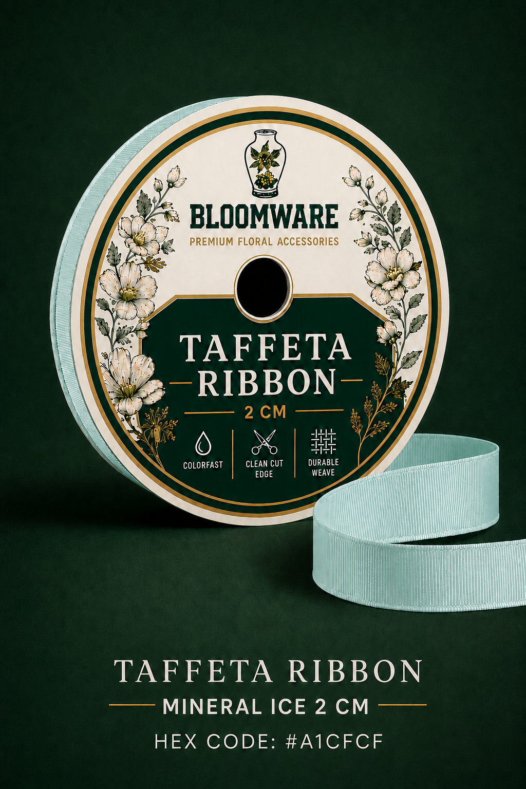 Taffeta™ Grosgrain Ribbon Mineral Ice