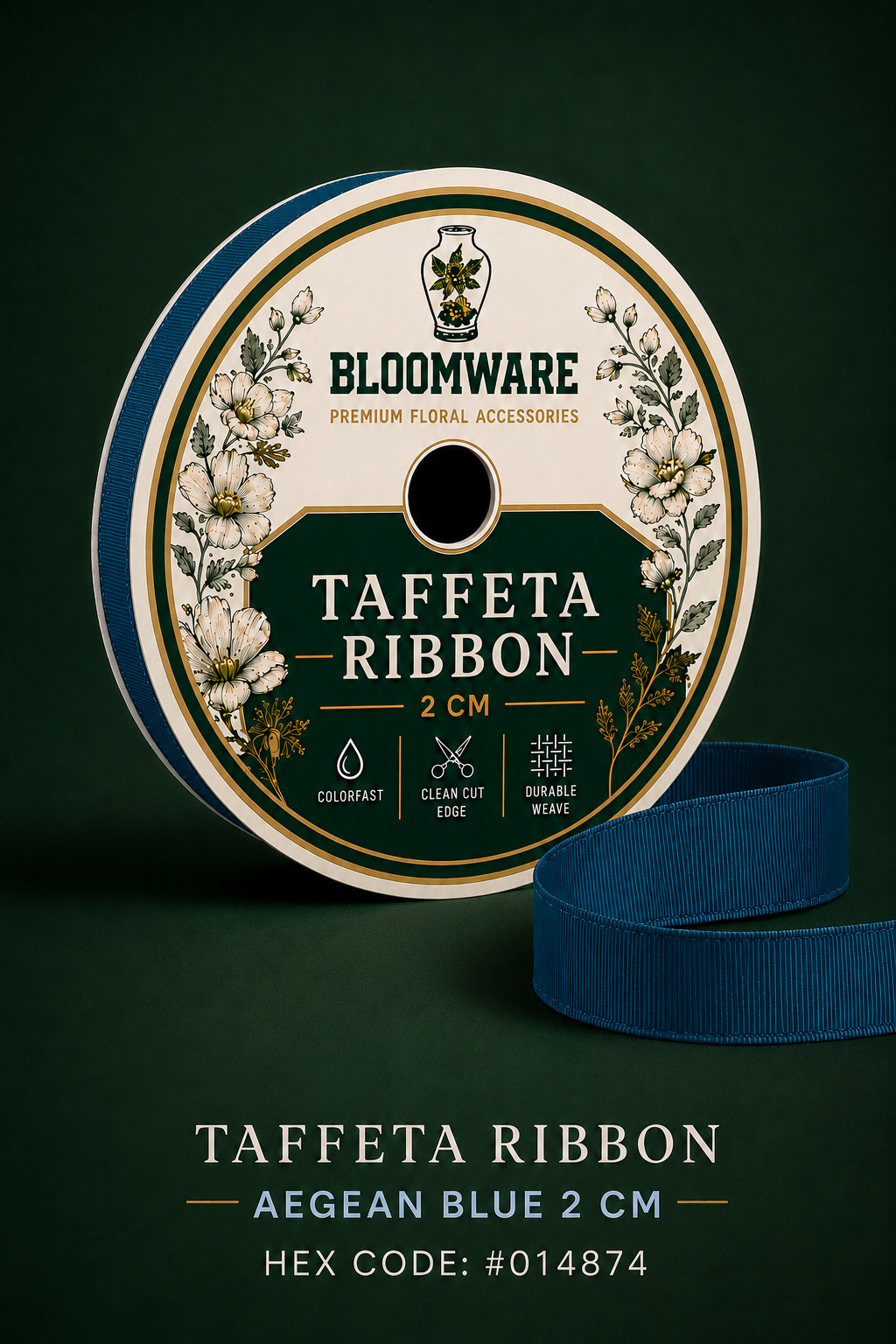 Taffeta™ Grosgrain Ribbon Aegean Blue