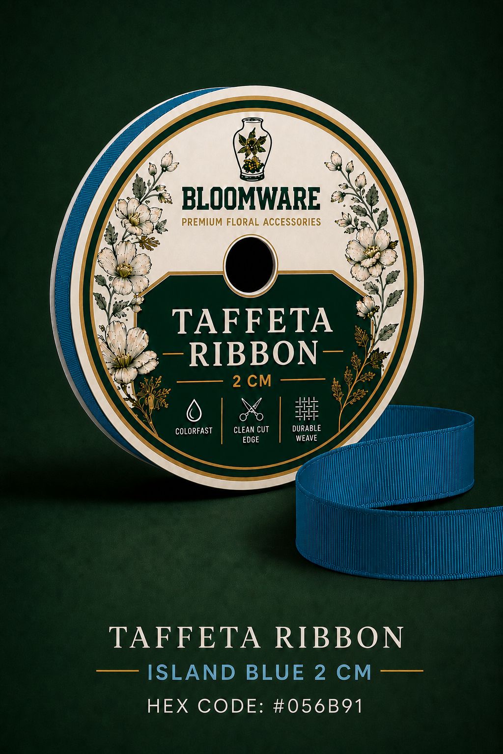 Taffeta™ Grosgrain Ribbon Island Blue