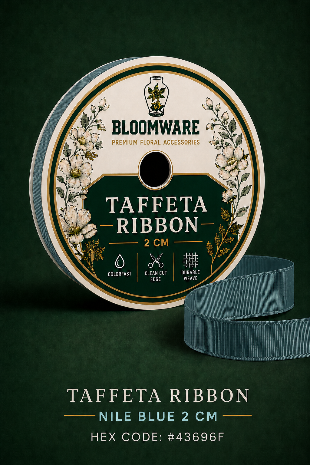 Taffeta™ Grosgrain Ribbon Nile Blue