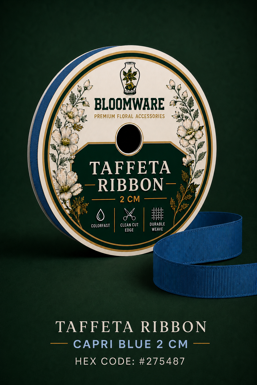 Taffeta™ Grosgrain Ribbon Capri Blue