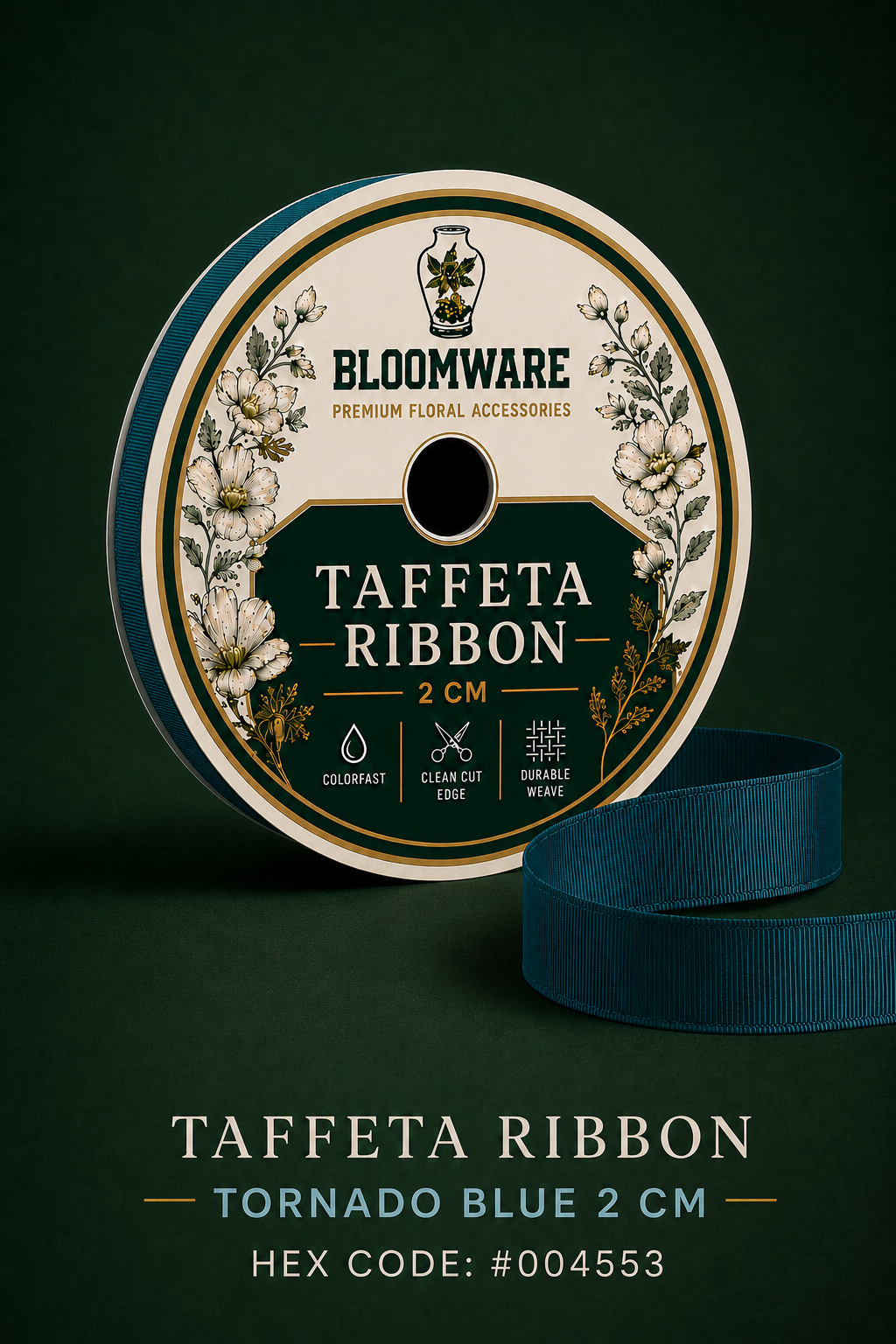 Taffeta™ Grosgrain Ribbon Tornado Blue