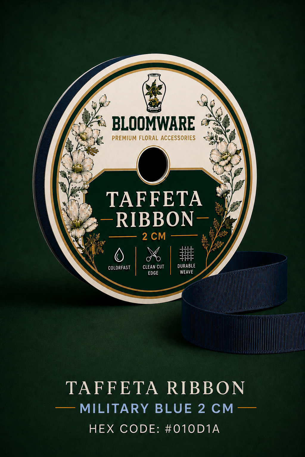 Taffeta™ Grosgrain Ribbon Military Blue