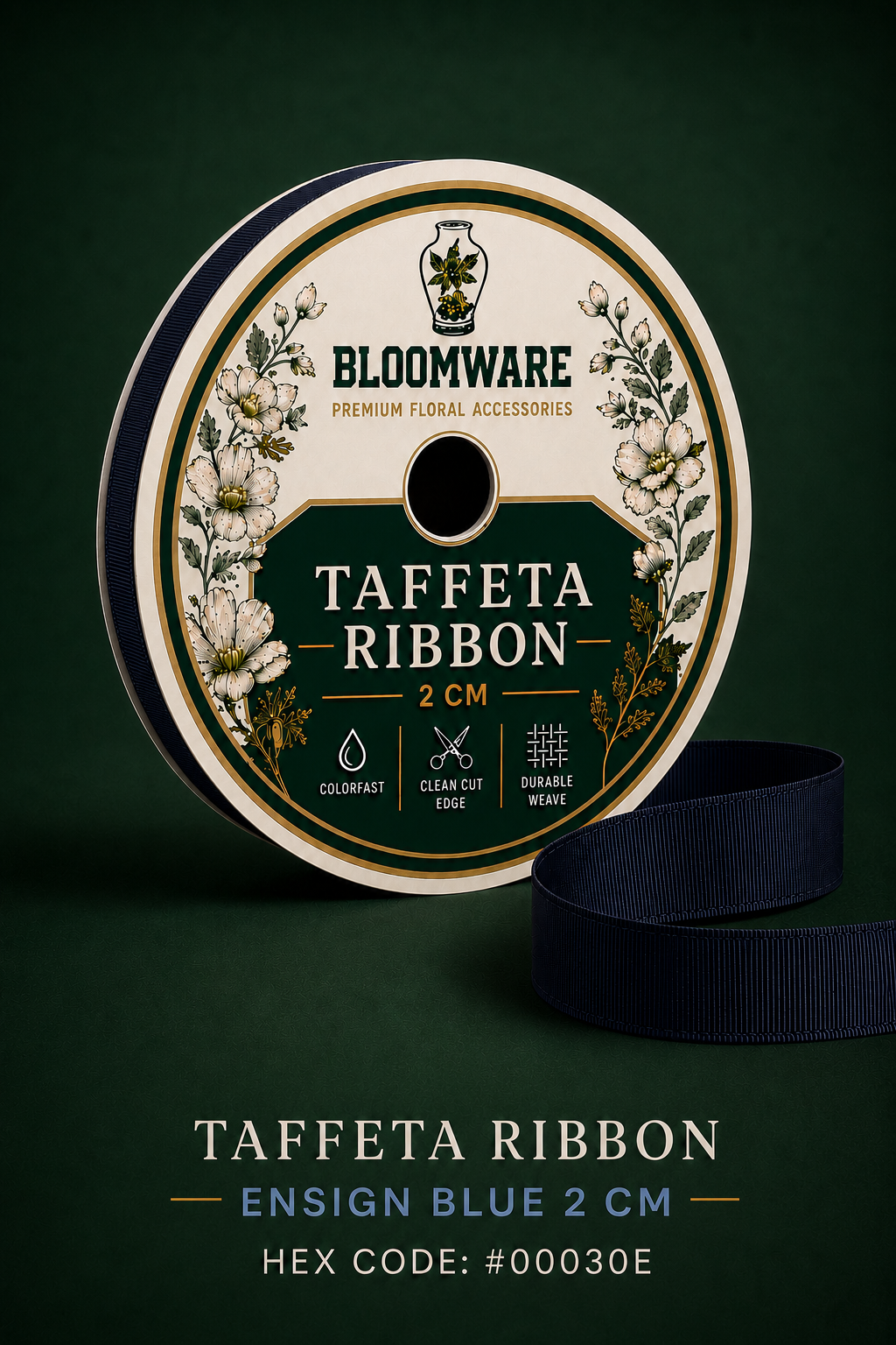 Taffeta™ Grosgrain Ribbon Ensign Blue