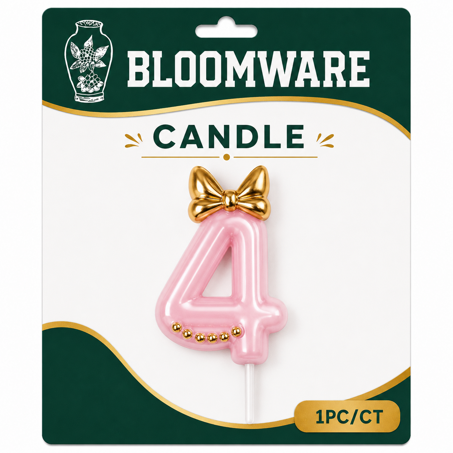 Bloomware Bow Pearl Number Candle 4