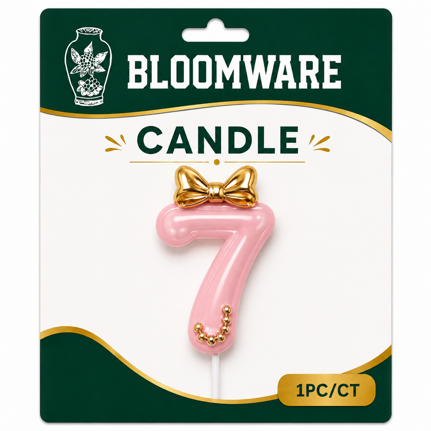 Bloomware Bow Pearl Number Candle 7