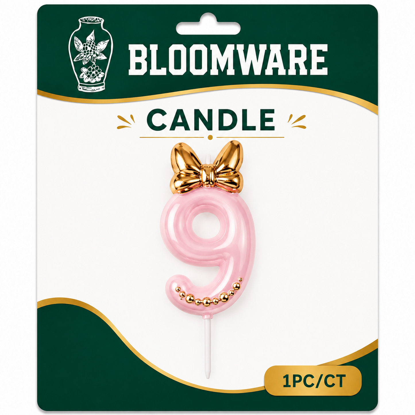 Bloomware Bow Pearl Number Candle 9