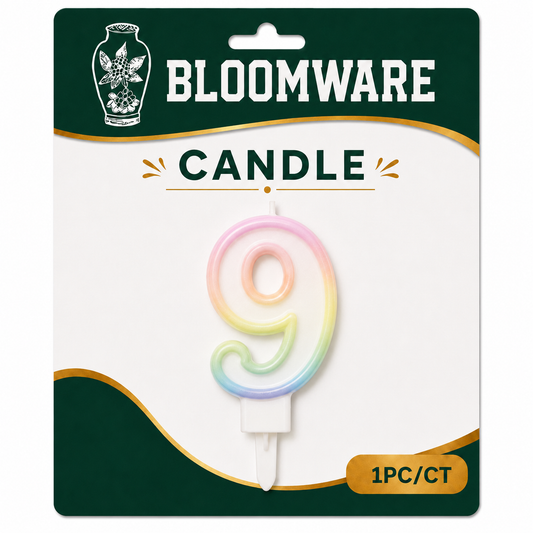 Bloomware Rainbow Number Candle 9