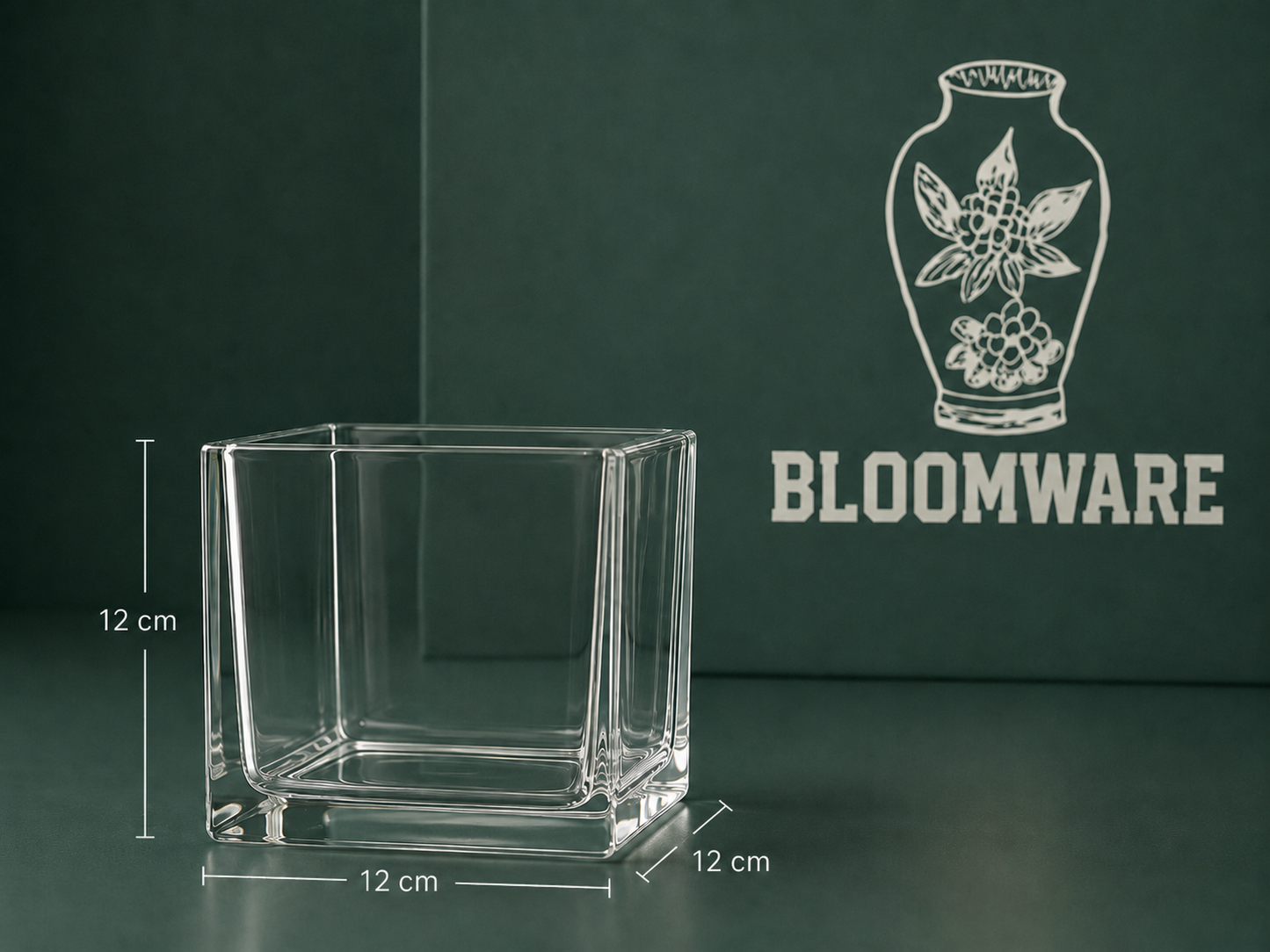 VASEN Square Glass Vase 12x12 CM