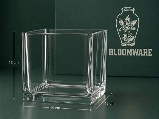 VASEN Square Glass Vase 15x15 CM