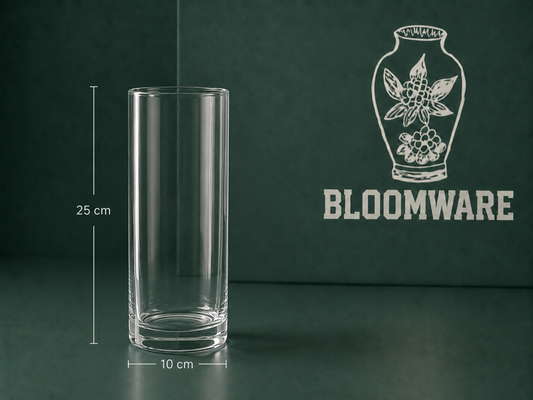 VASEN Cylinder Glass Vase 10x25 CM