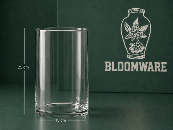 VASEN Cylinder Glass Vase 15x25 CM