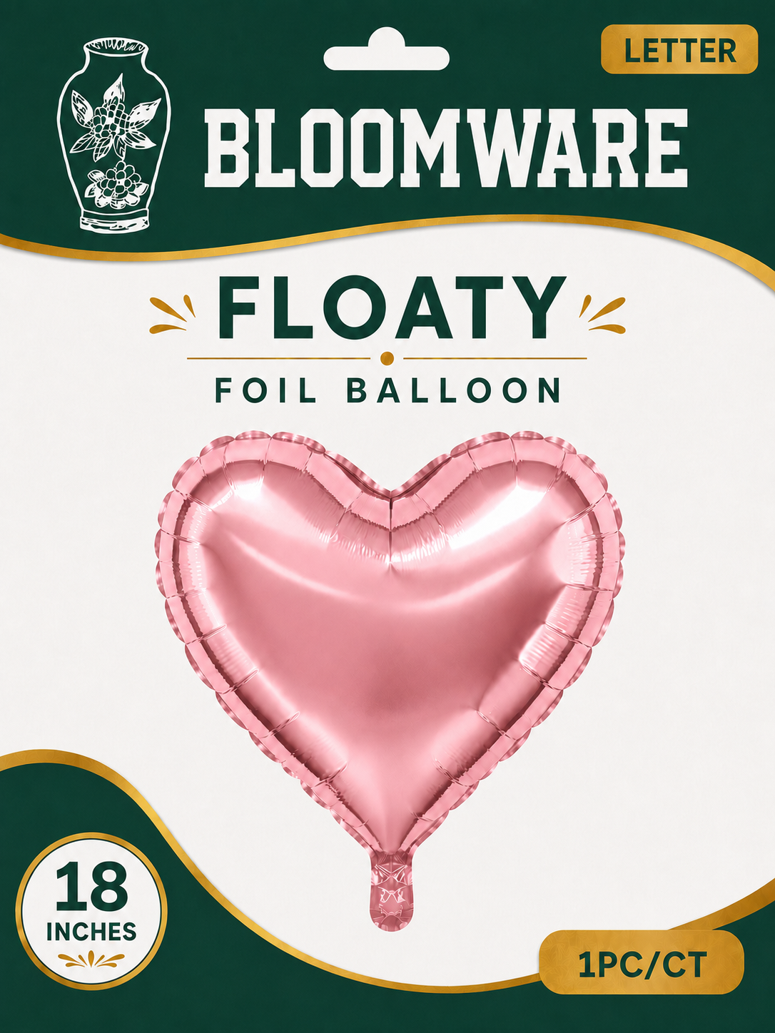 Floaty™ Heart Foil Balloon Blush Pink