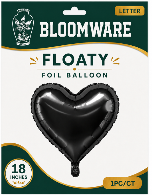 Floaty™ Heart Foil Balloon Glossy Black