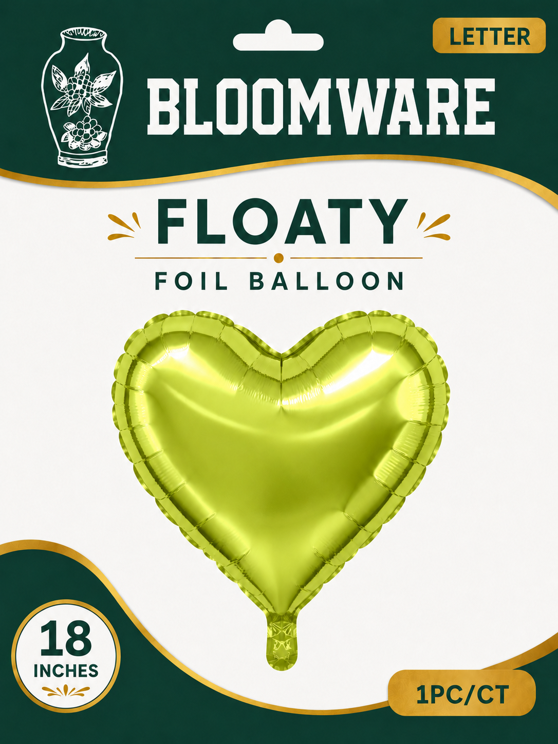 Floaty™ Heart Foil Balloon Lime Green