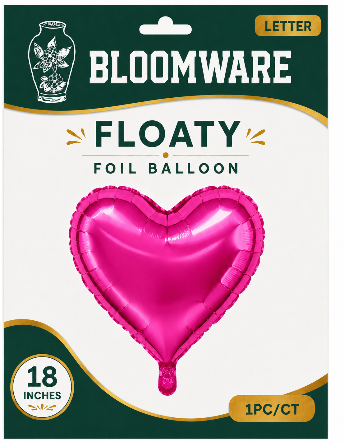 Floaty™ Heart Foil Balloon Neon Fuchsia