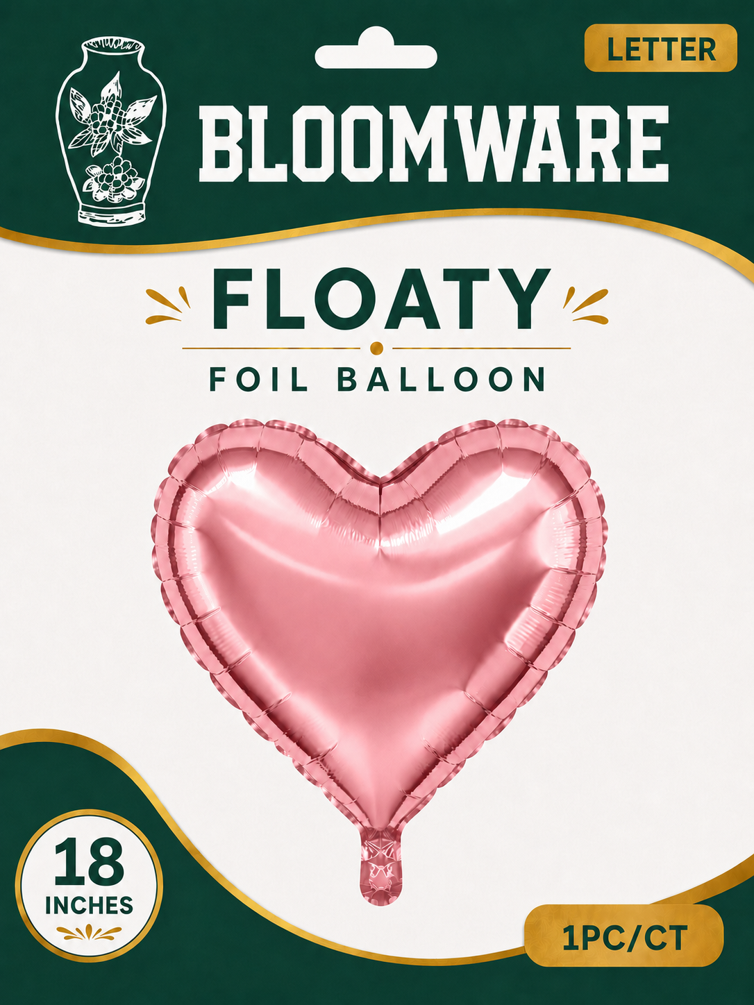 Floaty™ Heart Foil Balloon Rose Pink