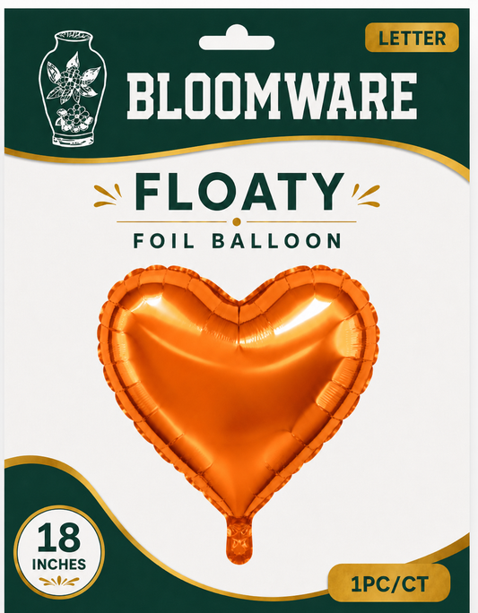 Floaty™ Heart Foil Balloon Vibrant Orange