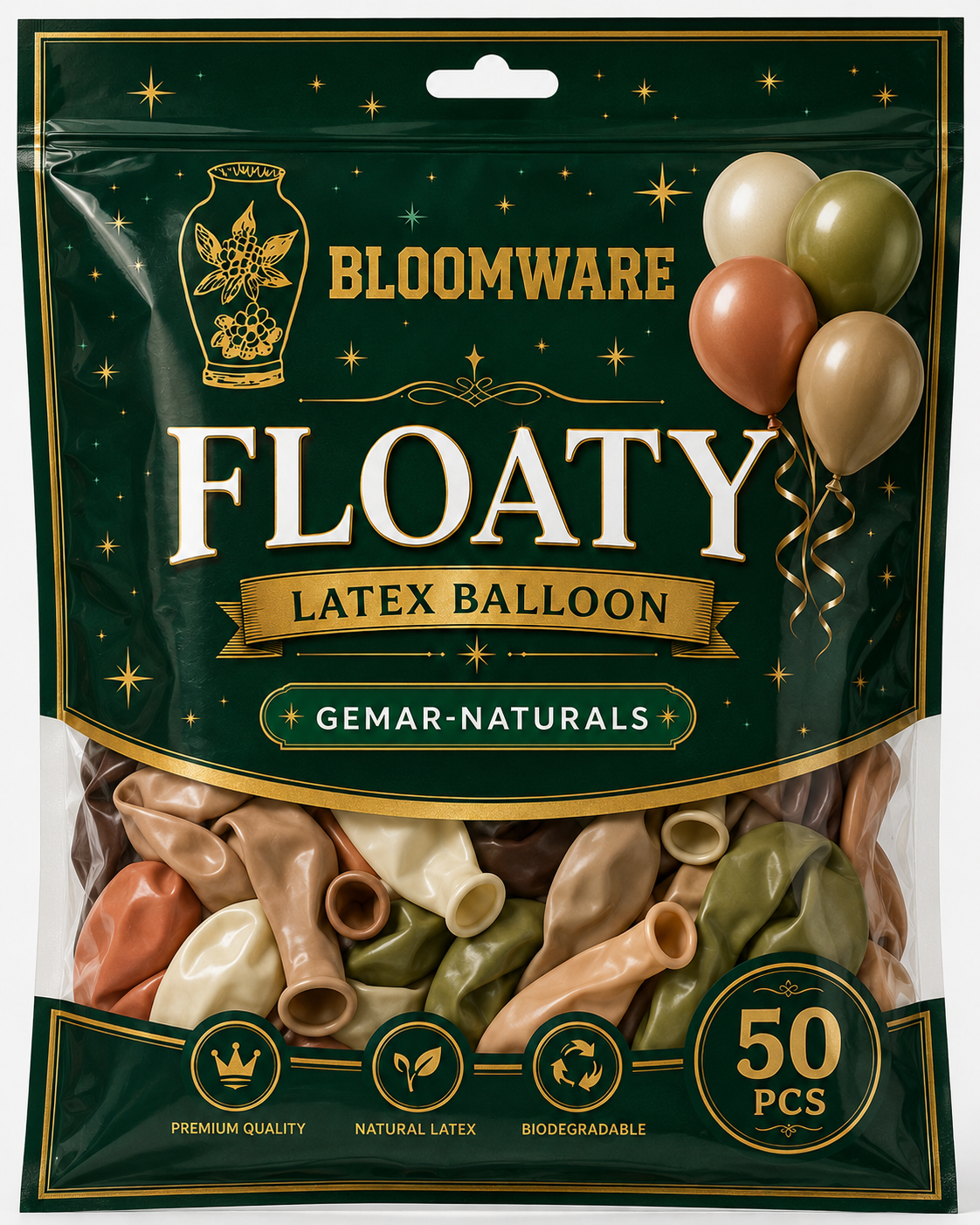 Floaty™ Latex Balloon Gemar Naturals