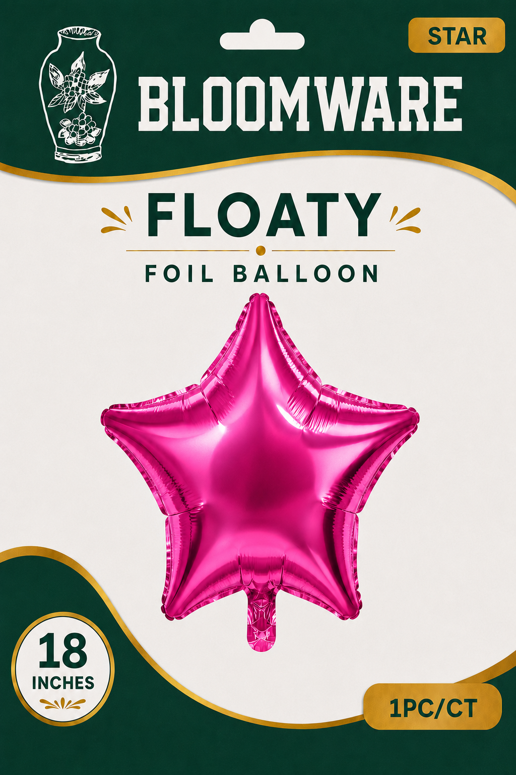 Floaty™ Star Foil Balloons Neon Fuchsia
