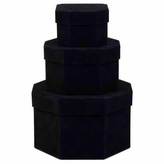 Flowerly Box™ Noir Velvet Tiered Box Set