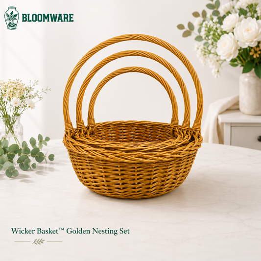 Wicker Basket™ Golden Nesting Set