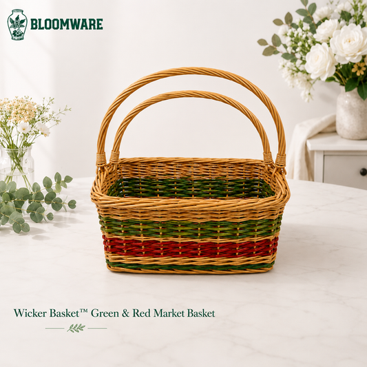 Wicker Basket™ Green & Red Market Basket