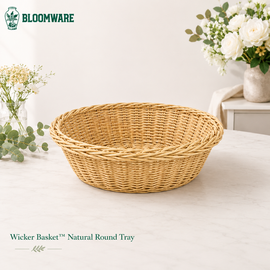 Wicker Basket™ Natural Round Tray