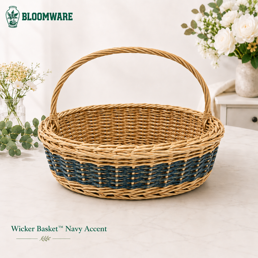 Wicker Basket™ Navy Accent