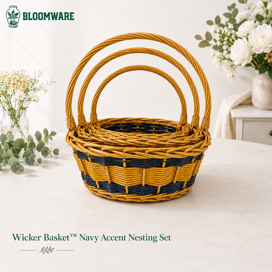Wicker Basket™ Navy Accent Nesting Set