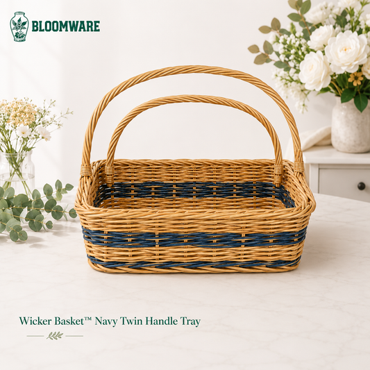 Wicker Basket™ Navy Twin Handle Tray