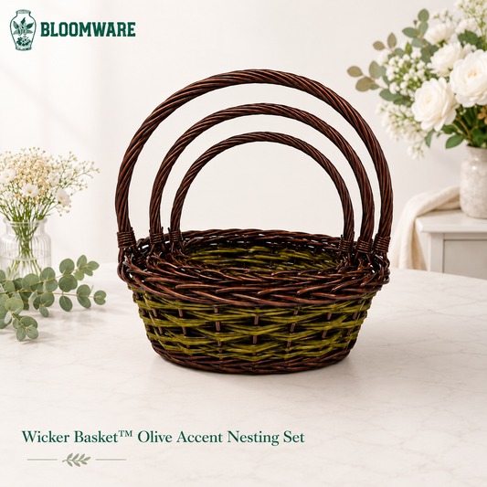 Wicker Basket™ Olive Accent Nesting Set