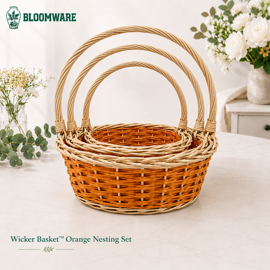 Wicker Basket™ Orange Nesting Set