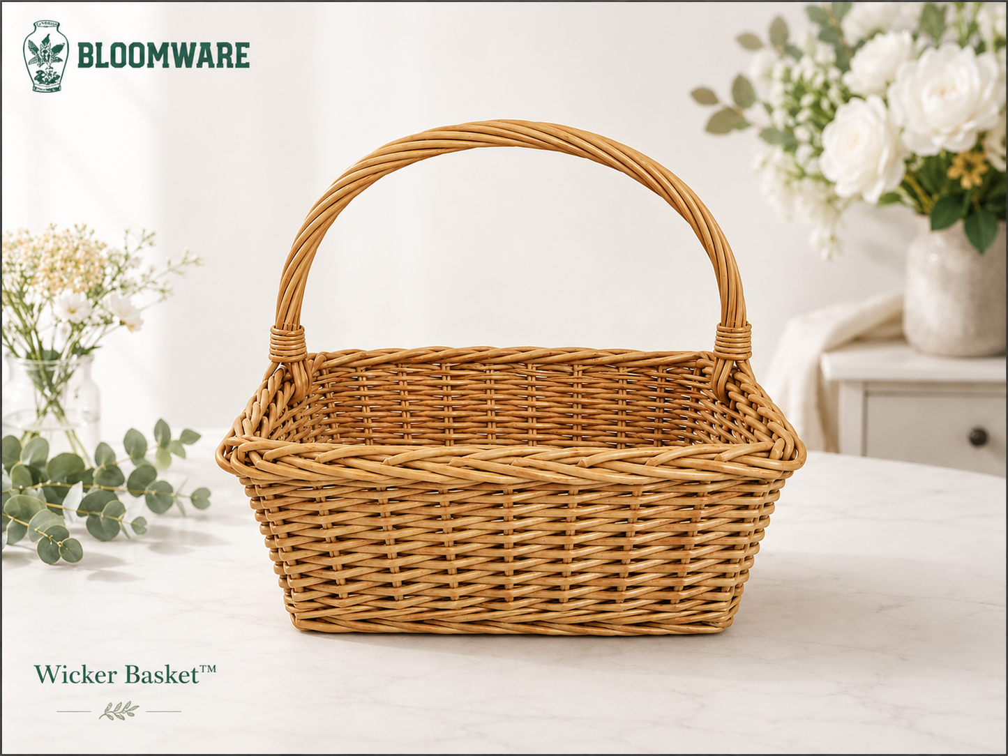 Wicker Basket™ Rectangular Picnic Handle