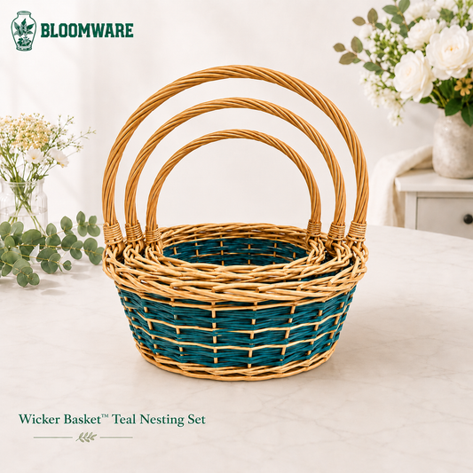 Wicker Basket™ Teal Nesting Set