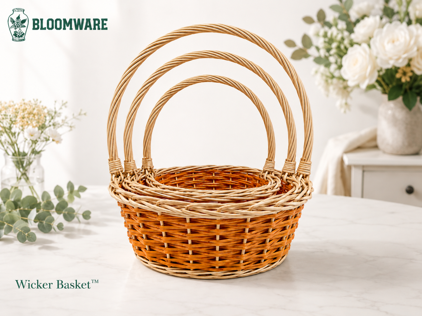 Wicker Basket™ Warm Willow Trio Handle