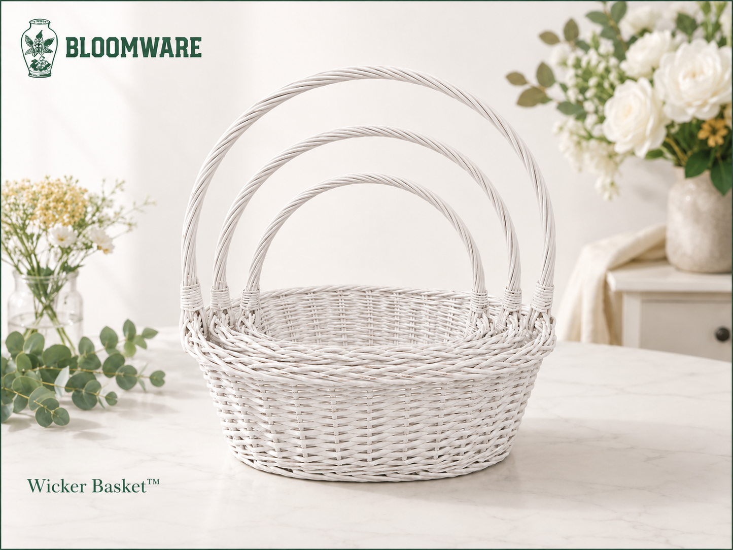 Wicker Basket™ White Trio Handle