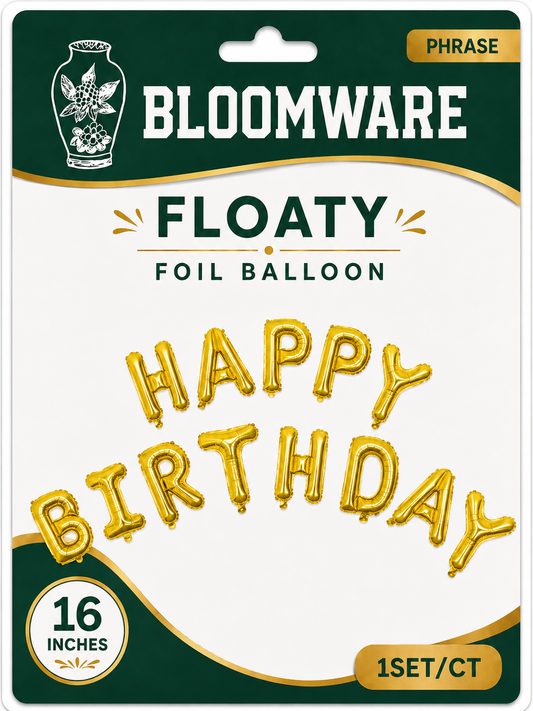 Floaty™ Gold Happy Birthday Foil Balloon Set