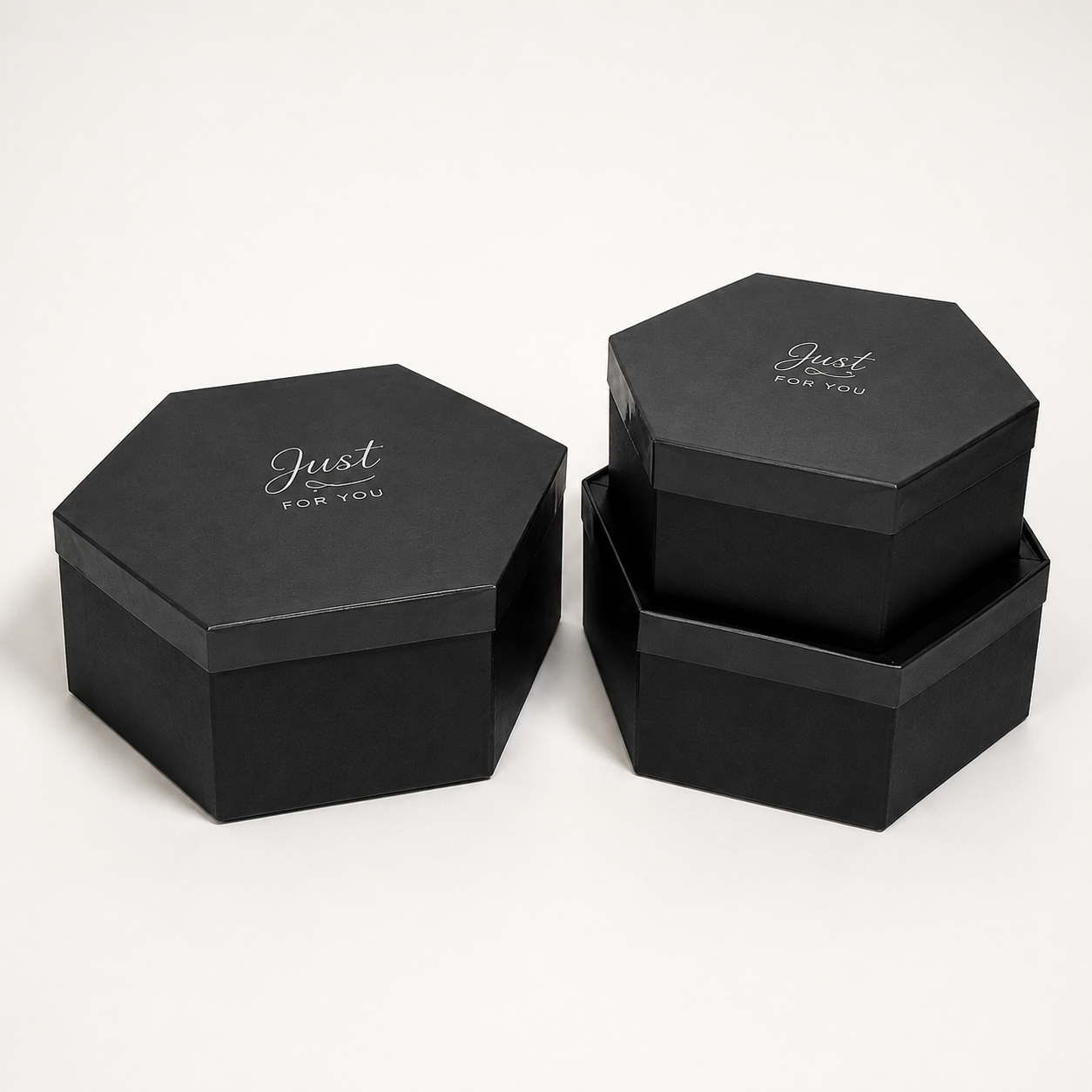 Flowerly Box™ Black Hexagonal Gift Box Set